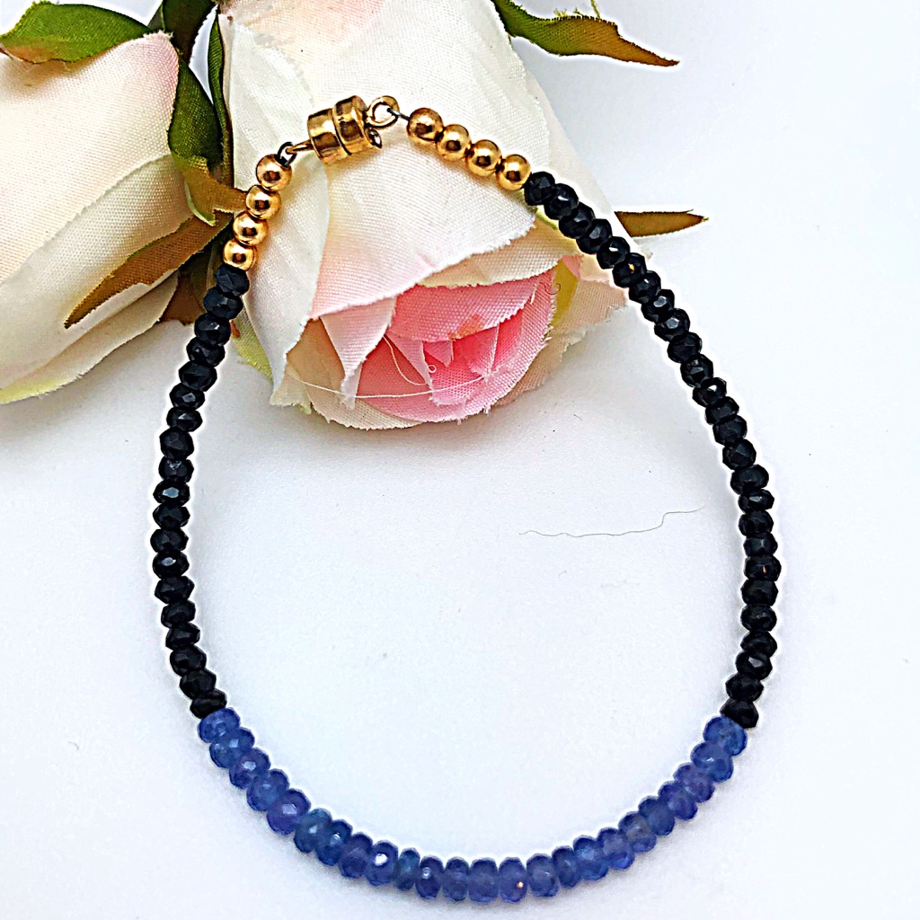 Tanzanite Black Spinel Gold Filled Magnetic Clasp